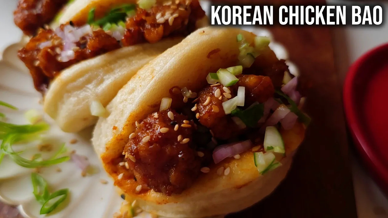 Korean Chicken Bao Buns Recipe | Crispy Sweet & Spicy Chicken Bao